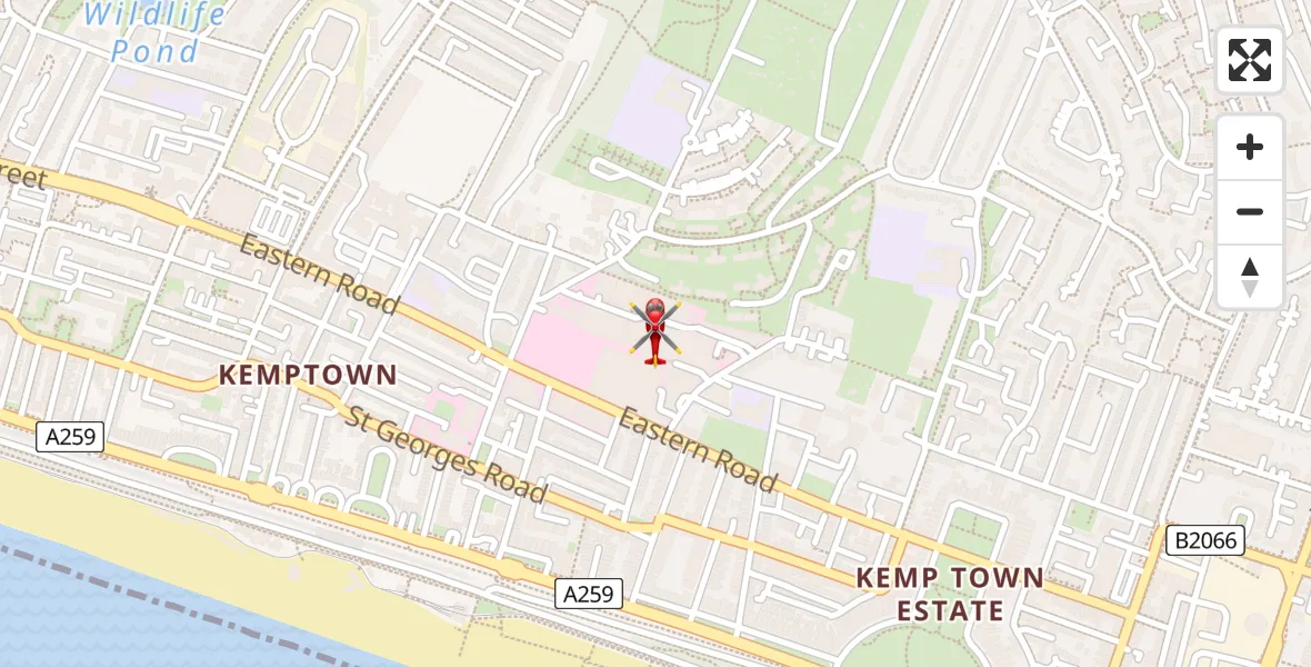 Flight route Air Ambulance Helicopter Brighton - Brighton, 25 May 2026, 11:57