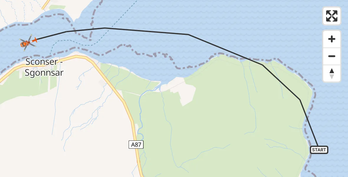 Flight route Coastguard Helicopter Inner Seas - Inner Seas, 25 May 2026, 11:58