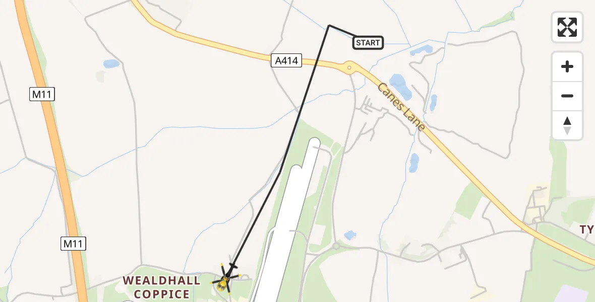 Flight route Police Helicopter North Weald Bassett - North Weald Bassett, 25 May 2026, 12:01
