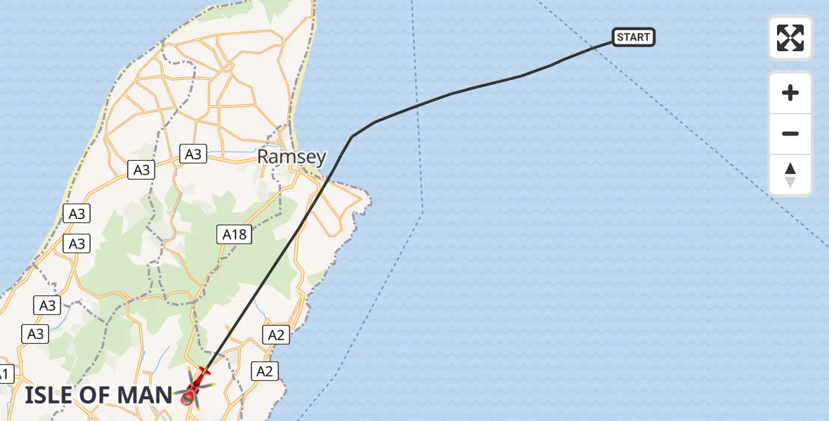 Flight route Air Ambulance Helicopter Irish Sea - Irish Sea, 25 May 2026, 13:18