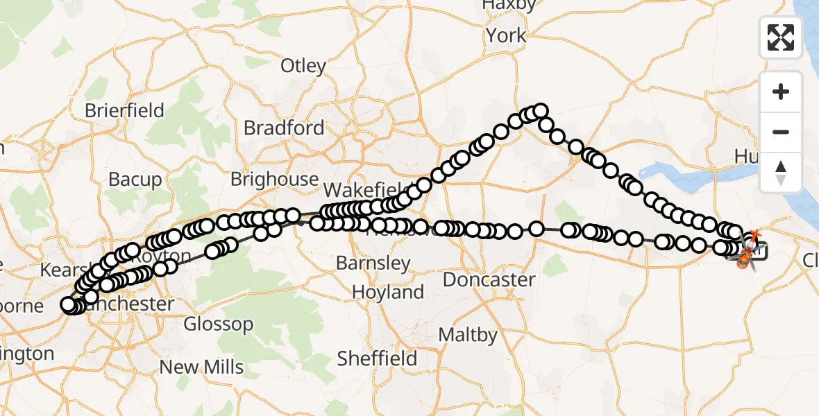 Flight route Coastguard Helicopter Humberside Airport - Humberside Airport, 25 May 2026, 13:48