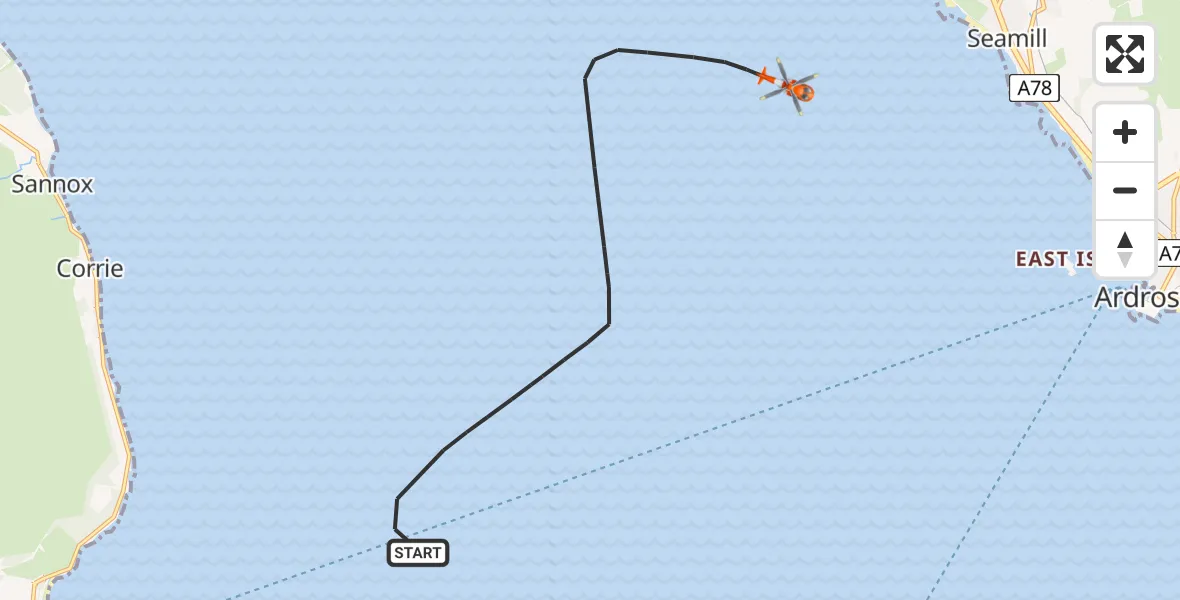 Flight route Coastguard Helicopter Inner Seas - Inner Seas, 25 May 2026, 13:52