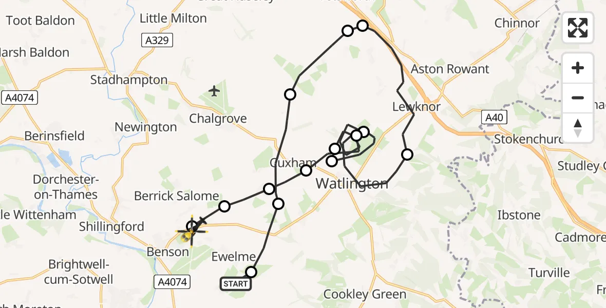 Flight route Police Helicopter Benson - Benson, 25 May 2026, 14:36