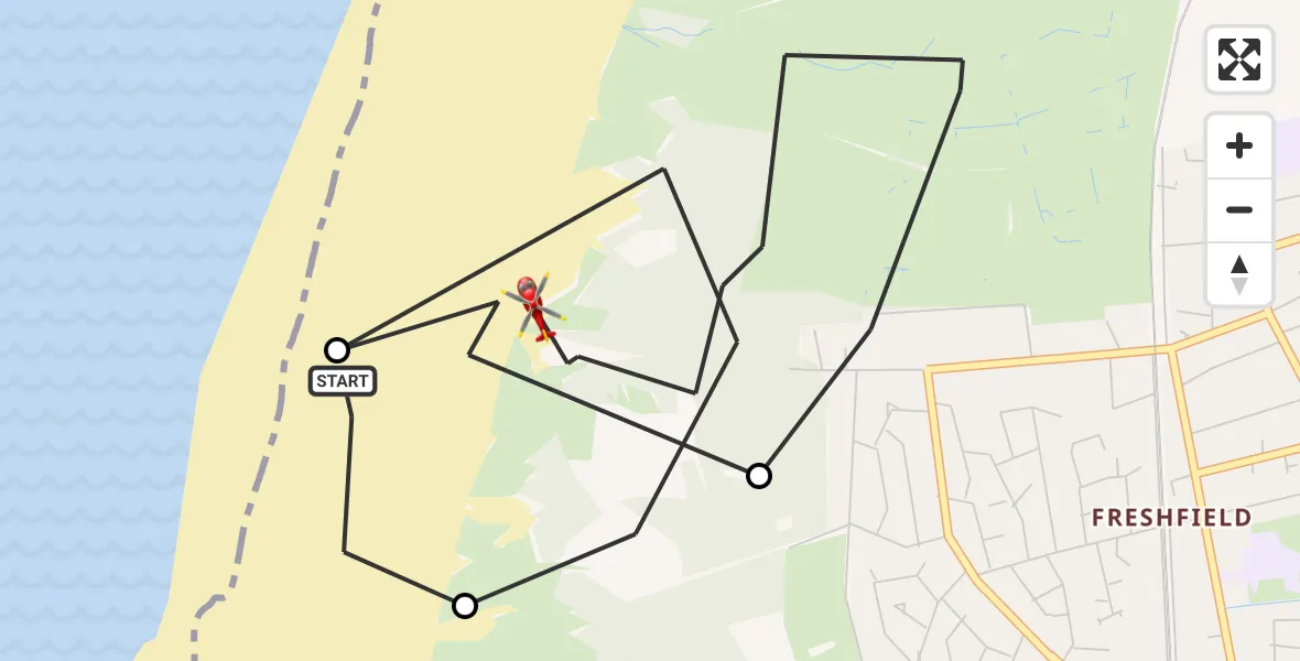 Flight route Air Ambulance Helicopter Sefton - Sefton, 25 May 2026, 14:37