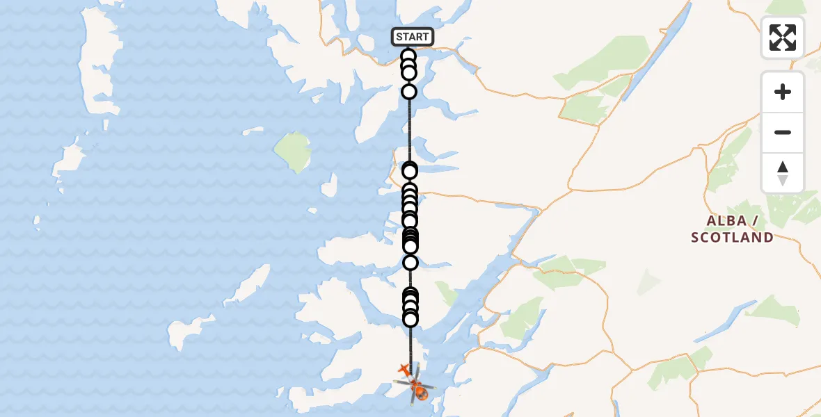 Flight route Coastguard Helicopter Inner Seas - Inner Seas, 25 May 2026, 14:44