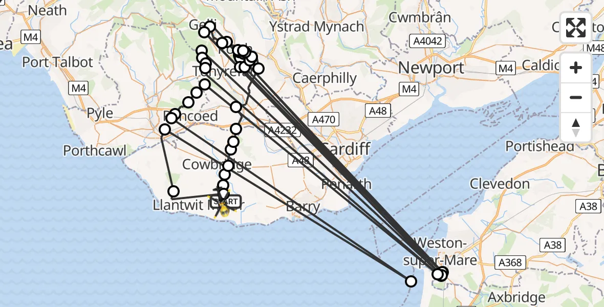 Flight route Police Helicopter MOD St Athan - MOD St Athan, 25 May 2026, 18:26