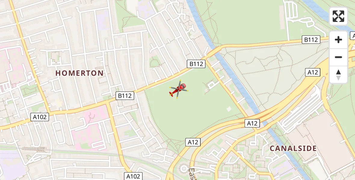 Flight route Air Ambulance Helicopter Homerton - Homerton, 25 May 2026, 18:27