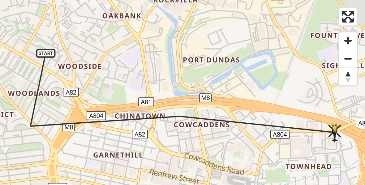 Flight route Police Helicopter Glasgow - Glasgow, 25 May 2026, 18:35