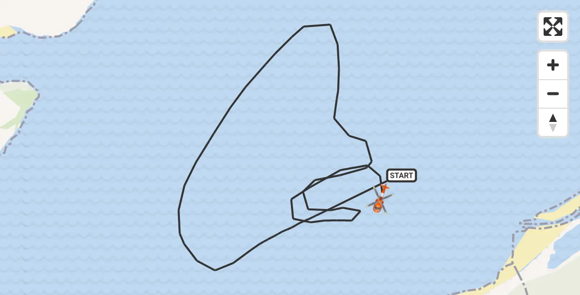 Flight route Coastguard Helicopter North Sea - North Sea, 25 May 2026, 18:45