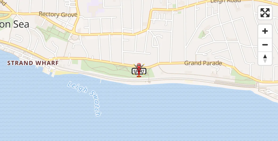 Flight route Air Ambulance Helicopter Leigh on Sea - Leigh on Sea, 25 May 2026, 21:14