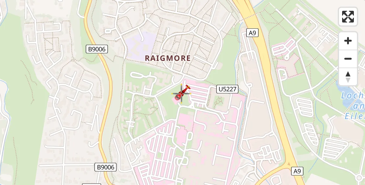 Flight route Air Ambulance Helicopter Inverness - Inverness, 25 May 2026, 21:15