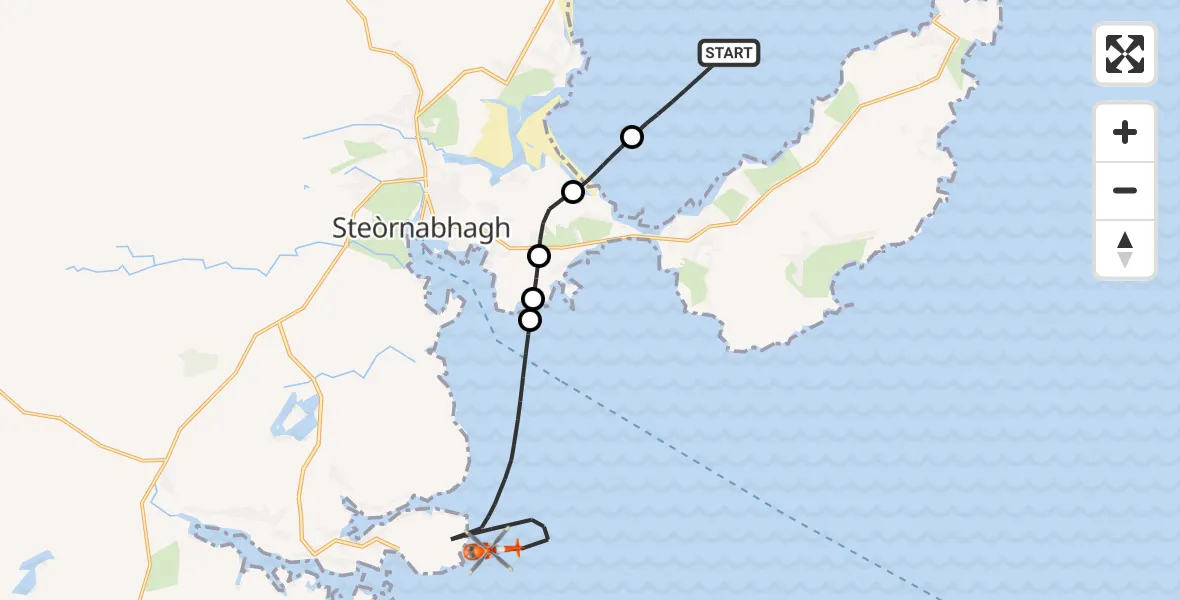 Flight route Coastguard Helicopter Inner Seas - Inner Seas, 25 May 2026, 21:36