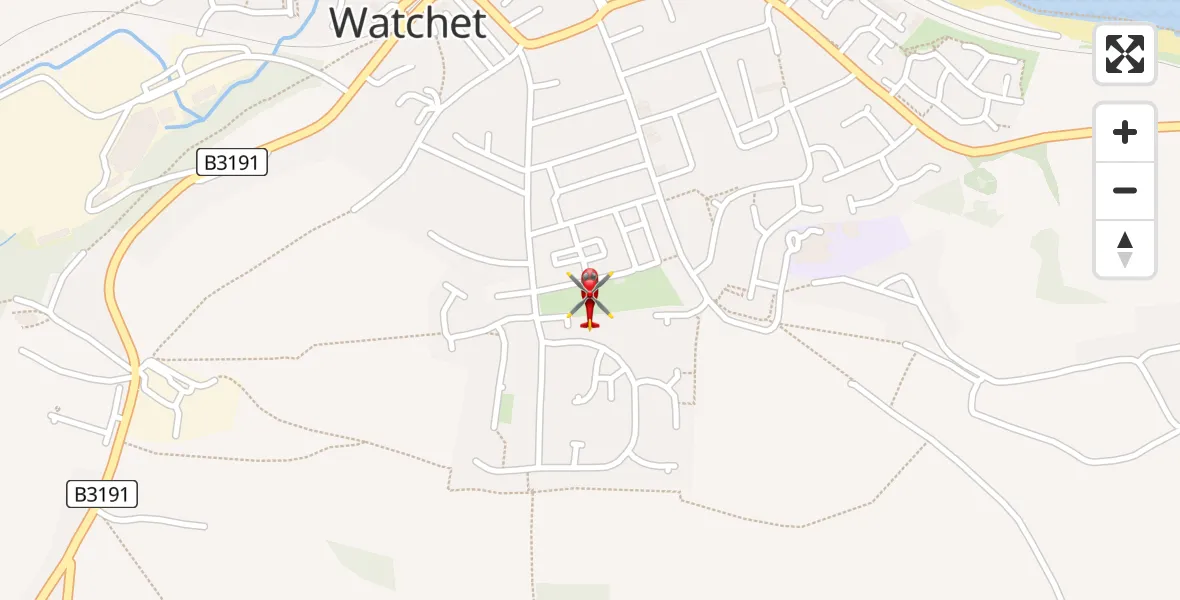 Flight route Air Ambulance Helicopter Watchet - Watchet, 25 May 2026, 23:14