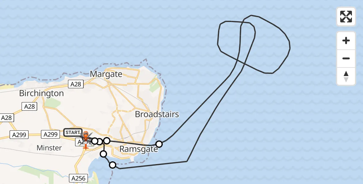Flight route Coastguard Helicopter Manston Airport - Manston Airport, 26 May 2026, 08:32