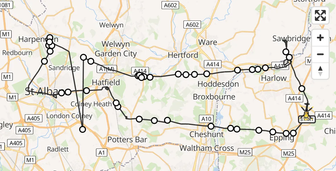 Flight route Police Helicopter North Weald Airfield - North Weald Airfield, 26 May 2026, 09:55