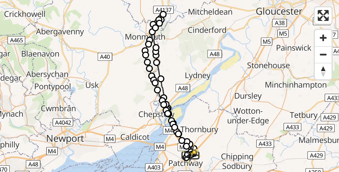 Flight route Police Helicopter Almondsbury Helicopter Base - Almondsbury Helicopter Base, 26 May 2026, 10:30