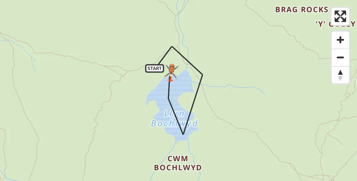 Flight route Coastguard Helicopter Capel Curig - Capel Curig, 26 May 2026, 10:33