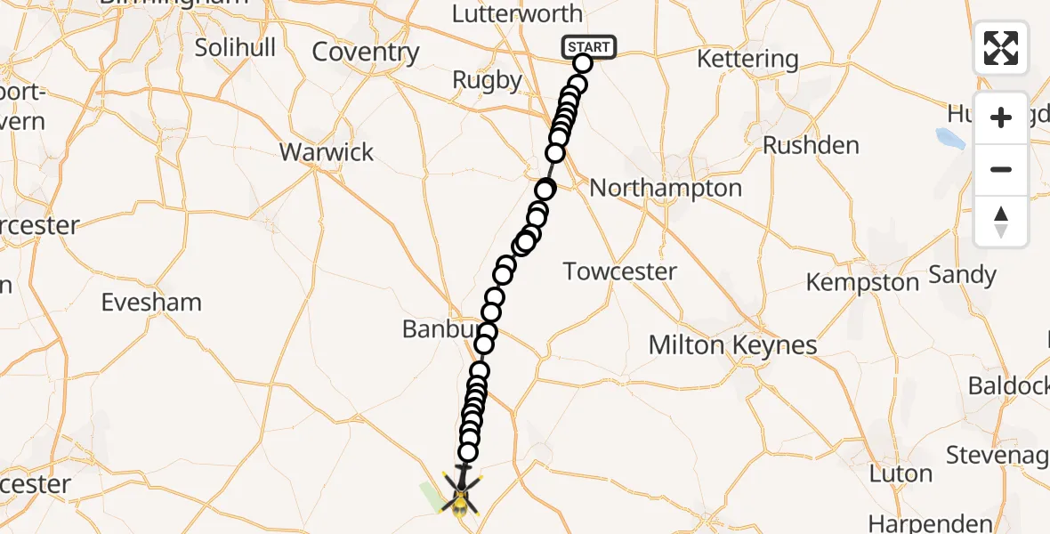 Flight route Police Helicopter Welford - Shipton-on-Cherwell, 26 May 2026, 10:39