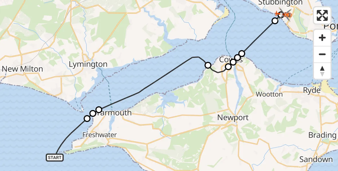 Flight route Coastguard Helicopter English Channel - Solent Airport, 26 May 2026, 10:40