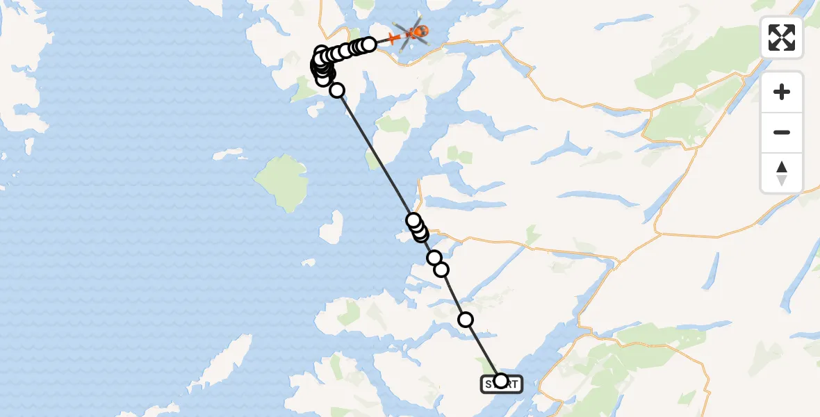 Flight route Coastguard Helicopter Inner Seas - Inner Seas, 26 May 2026, 12:49