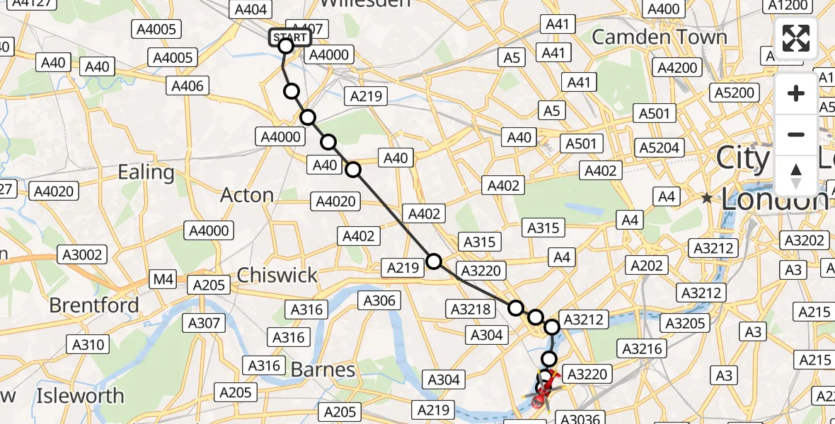 Flight route Air Ambulance Helicopter Harlesden - London Heliport, 26 May 2026, 12:52