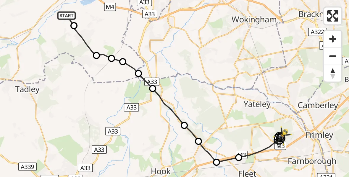 Flight route Police Helicopter Sulhamstead Abbots - Frogmore, 26 May 2026, 14:57