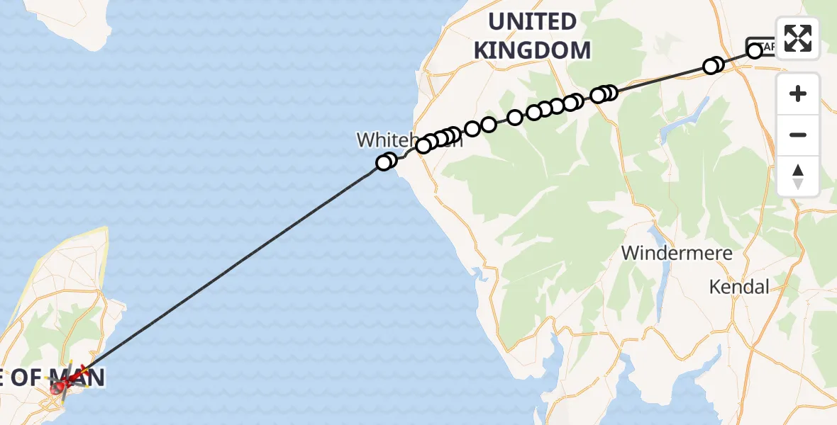Flight route Air Ambulance Helicopter Edenhall - Irish Sea, 26 May 2026, 15:12