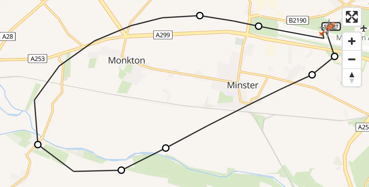 Flight route Coastguard Helicopter Manston Airport - Manston Airport, 26 May 2026, 15:43