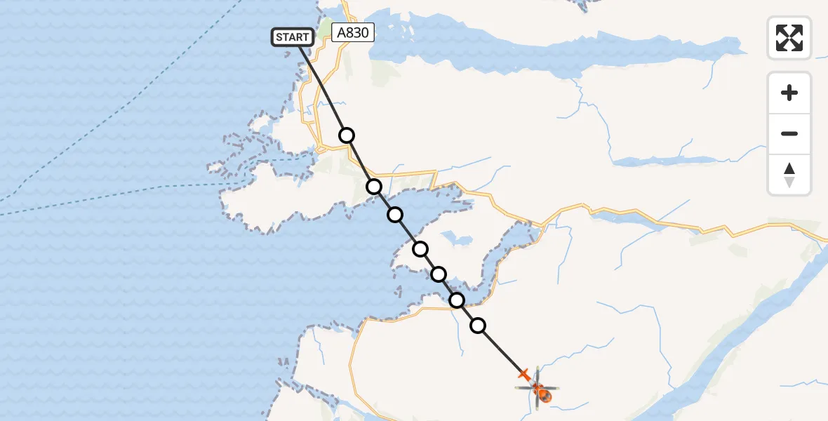 Flight route Coastguard Helicopter Inner Seas - Highland, 26 May 2026, 16:35