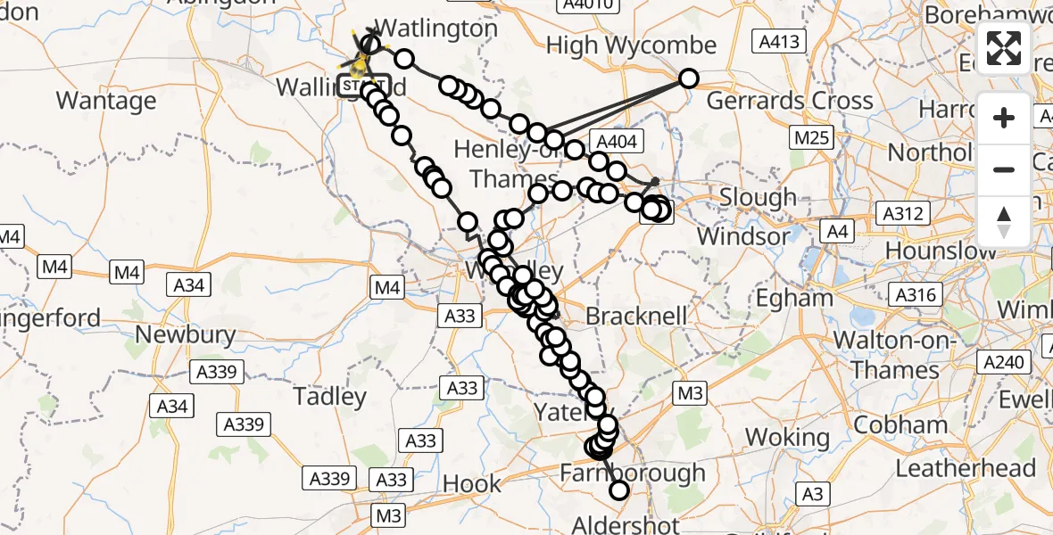 Flight route Police Helicopter RAF Benson - Benson, 26 May 2026, 18:52