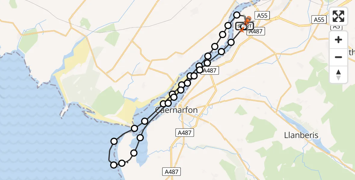 Flight route Coastguard Helicopter Aber Pwll - Aber Pwll, 26 May 2026, 20:52