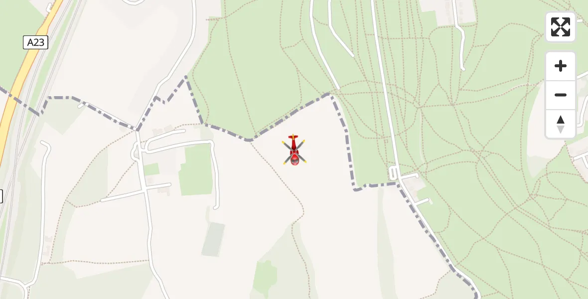 Flight route Air Ambulance Helicopter Netherne-on-the-Hill - Netherne-on-the-Hill, 26 May 2026, 23:01