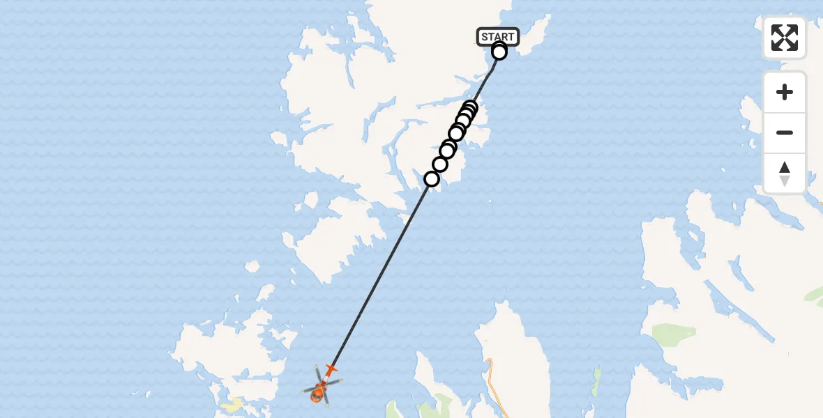 Flight route Coastguard Helicopter Stornoway Airport - Inner Seas, 26 May 2026, 23:51