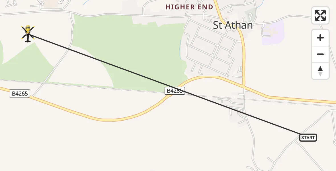Flight route Police Helicopter Gileston - MOD St Athan, 27 May 2026, 00:05