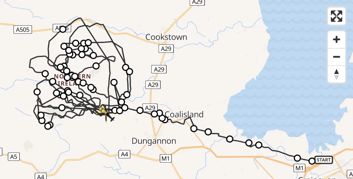 Flight route Police Helicopter Craigavon - Mid-Ulster District Council, 27 May 2026, 06:39