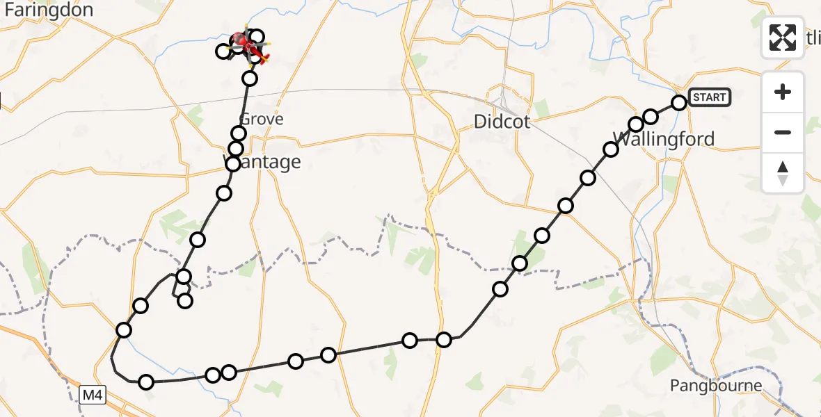 Flight route Air Ambulance Helicopter RAF Benson - West Hanney, 27 May 2026, 07:08