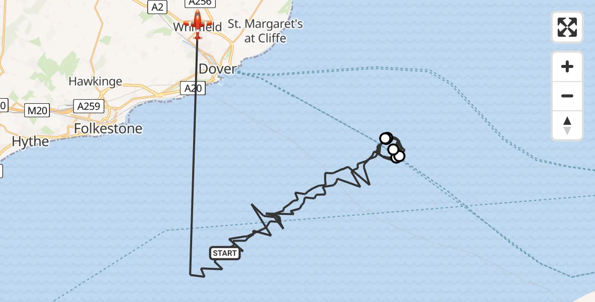 Flight route Coastguard Drone English Channel - Dover, 27 May 2026, 08:17