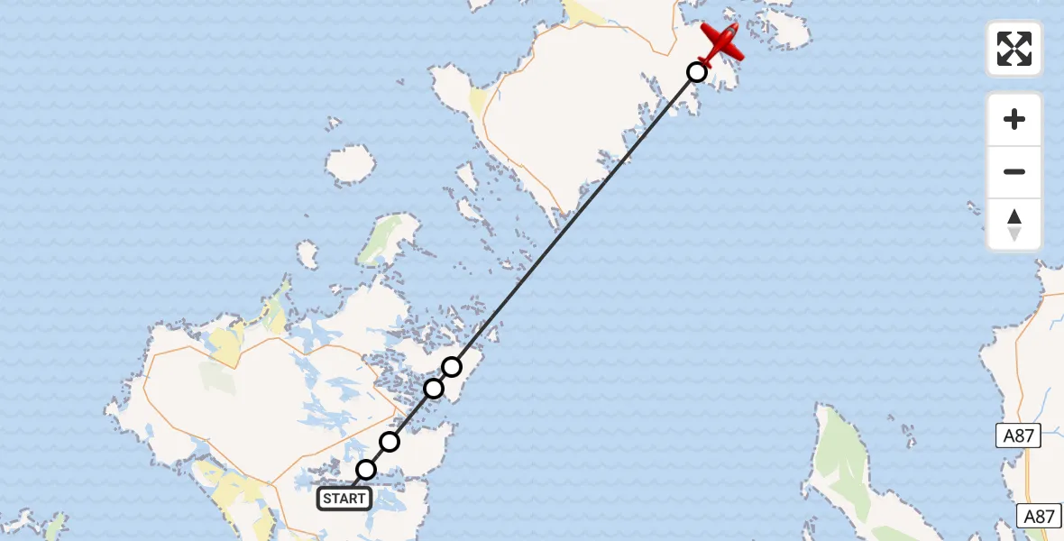Flight route Air Ambulance Aircraft Loch Euphort - Inner Seas, 27 May 2026, 10:30