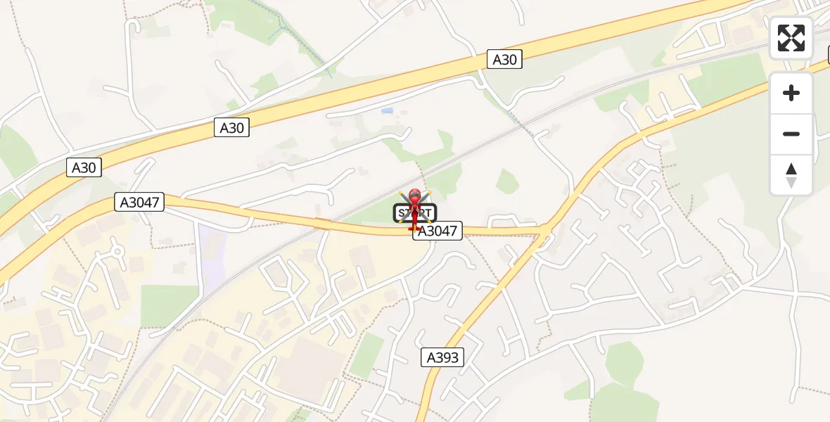 Flight route Air Ambulance Helicopter Redruth - Redruth, 27 May 2026, 10:57