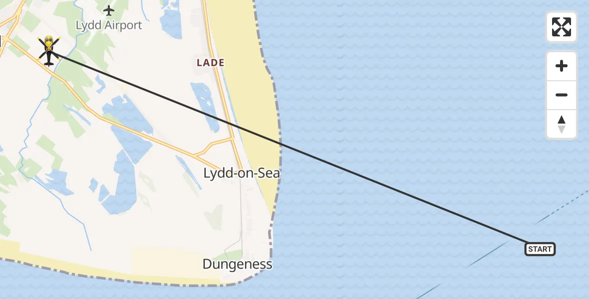 Flight route Police Helicopter English Channel - Lydd London Ashford Airport, 27 May 2026, 12:14