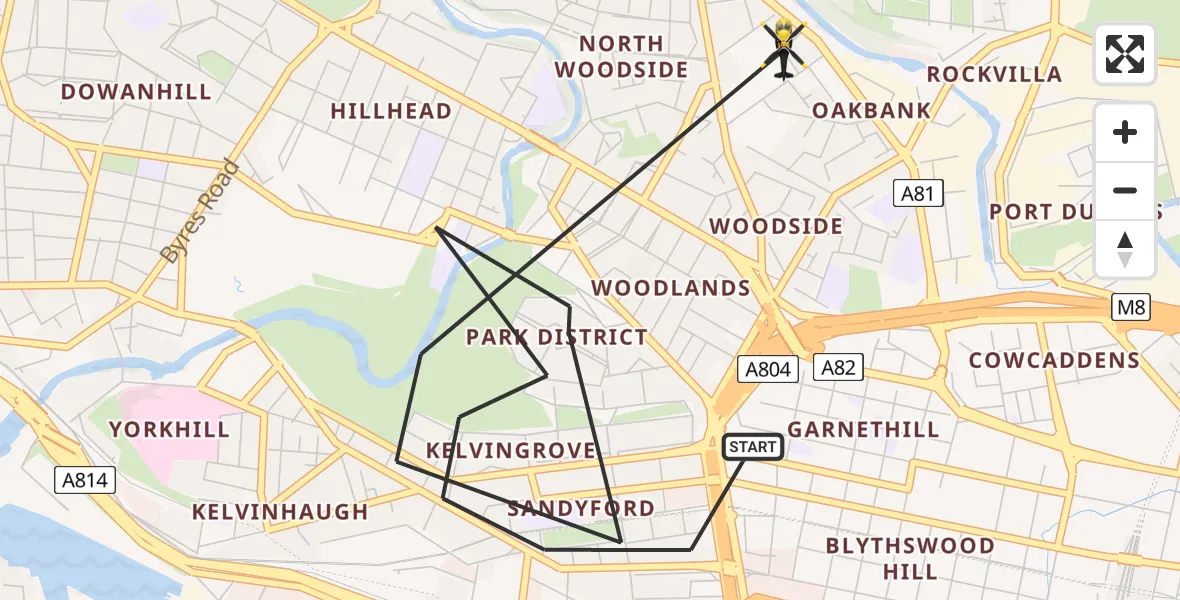 Flight route Police Helicopter Glasgow - Glasgow, 27 May 2026, 12:30