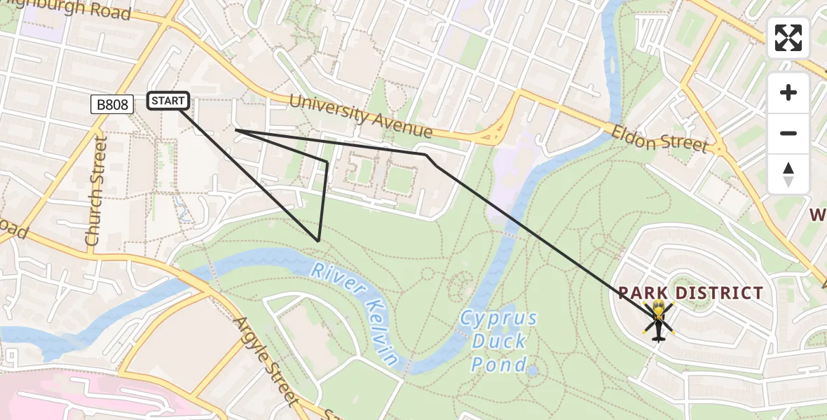 Flight route Police Helicopter Glasgow - Glasgow, 27 May 2026, 12:38