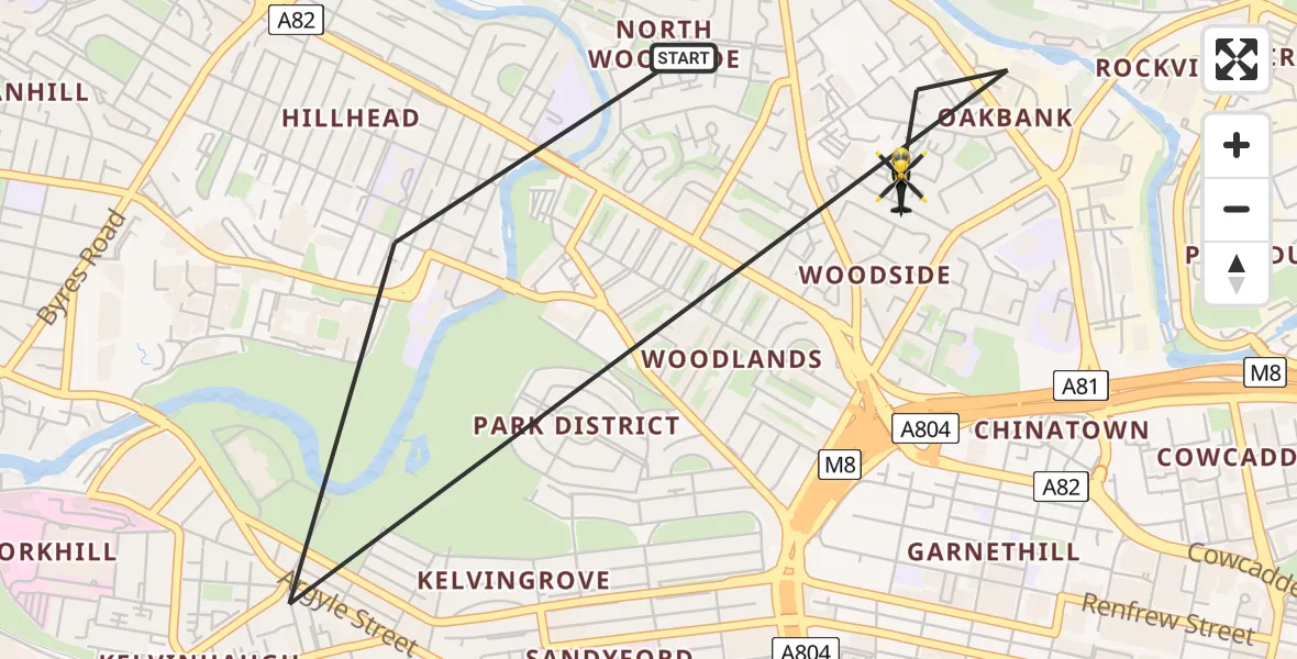 Flight route Police Helicopter Glasgow - Glasgow, 27 May 2026, 12:42