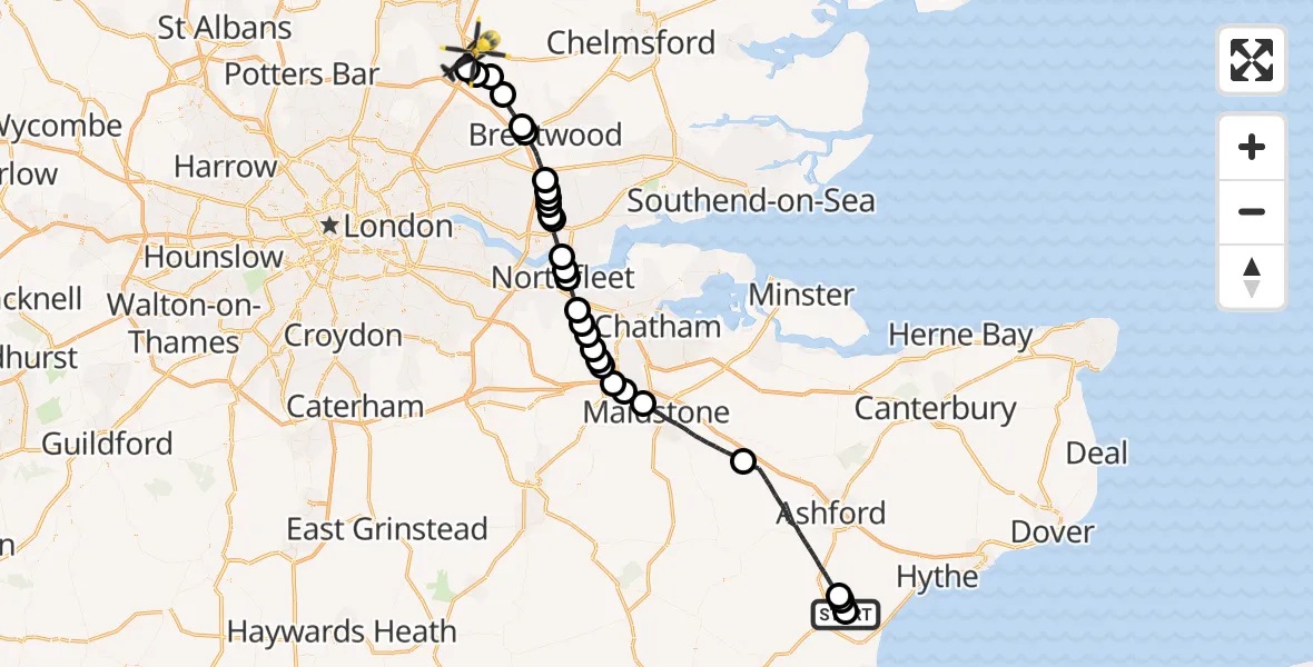 Flight route Police Helicopter Ivychurch - North Weald Airfield, 27 May 2026, 13:49