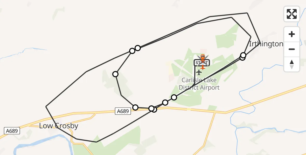 Flight route Coastguard Helicopter Carlisle Lake District Airport - Carlisle Lake District Airport, 27 May 2026, 15:19