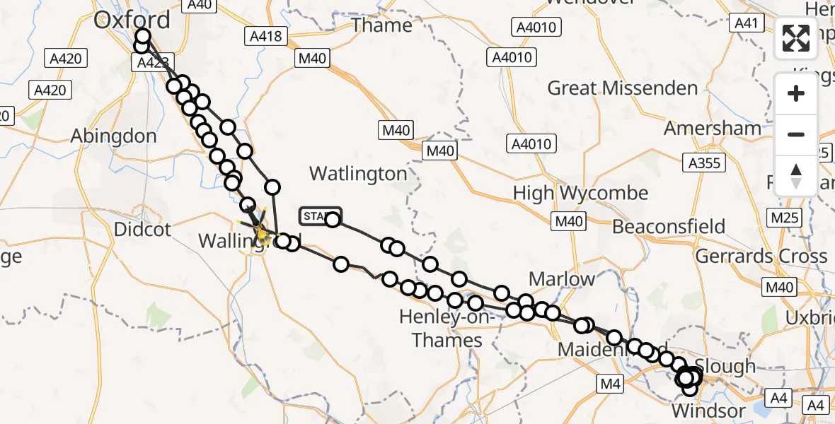 Flight route Police Helicopter Ewelme - Benson, 27 May 2026, 15:53