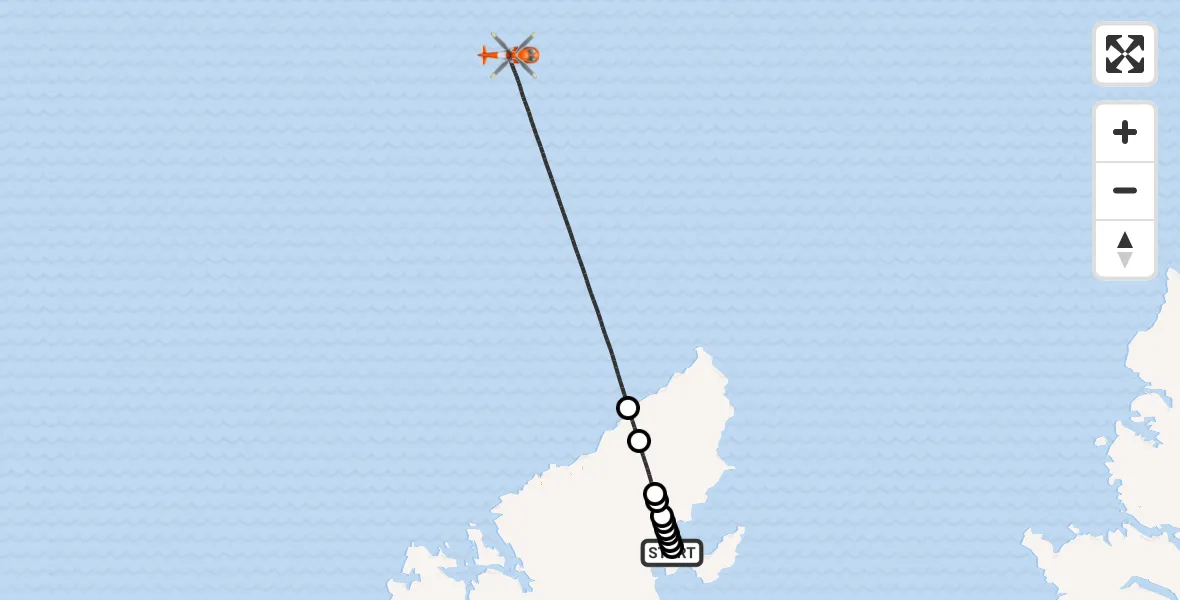 Flight route Coastguard Helicopter Stornoway Airport - North Atlantic Ocean, 27 May 2026, 23:44