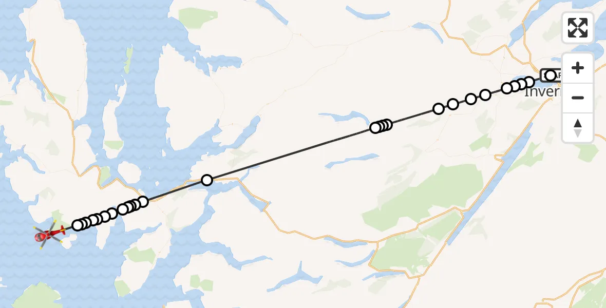 Flight route Air Ambulance Helicopter Inverness - Inner Seas, 28 May 2026, 08:18