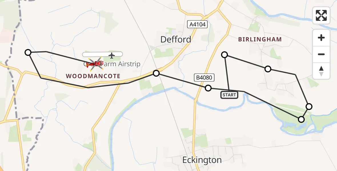 Flight route Air Ambulance Helicopter Wychavon - Wychavon, 28 May 2026, 09:11