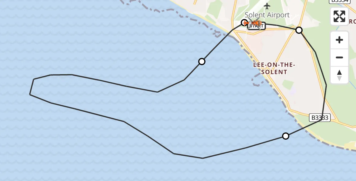 Flight route Coastguard Helicopter Solent Airport - Solent Airport, 28 May 2026, 09:38